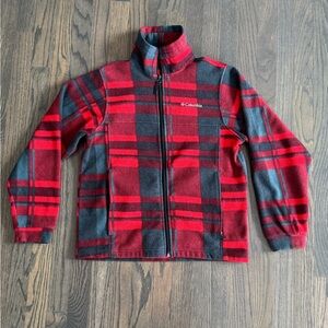 Columbia plaid zip up fleece size 14/16. Like new